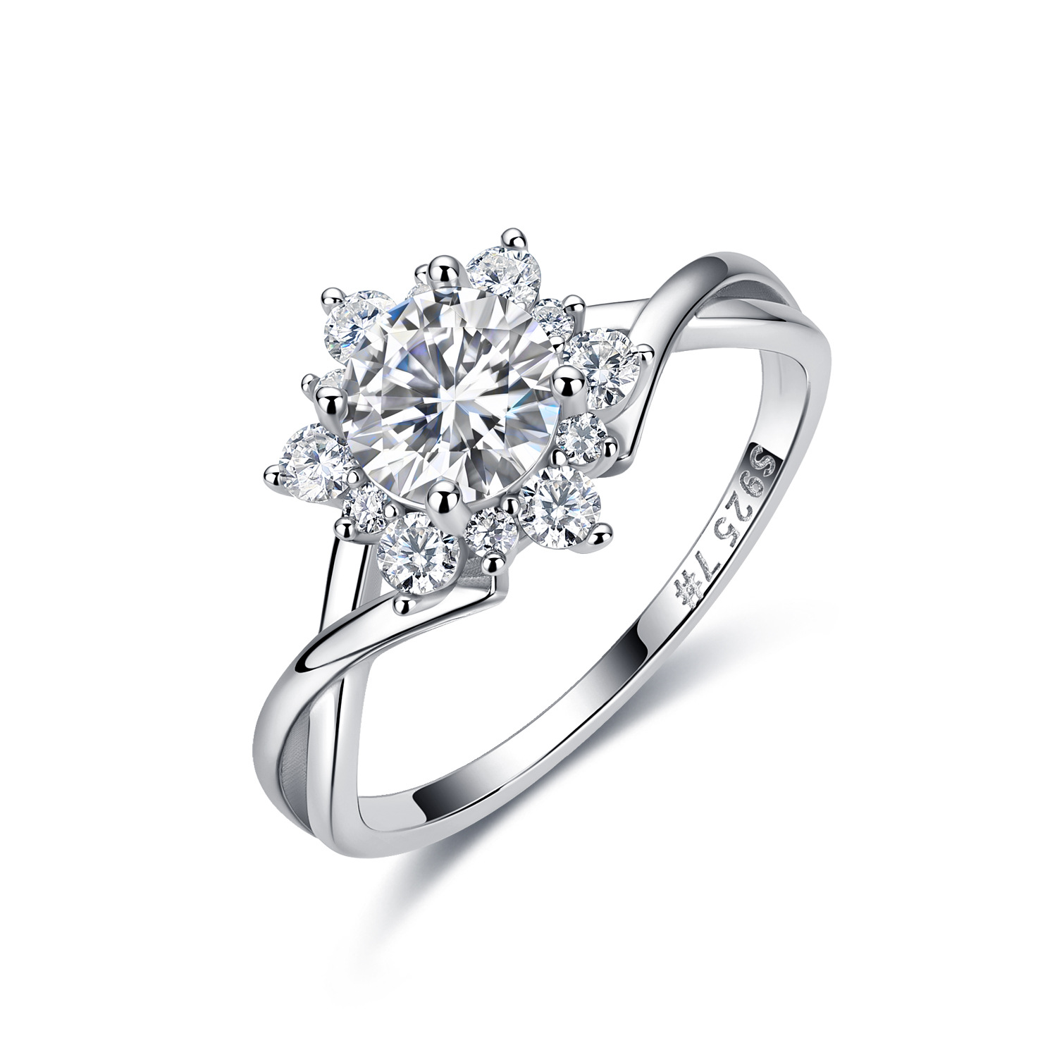 Unisex Moissanite Engagement Ring, S925 Silver Solitaire